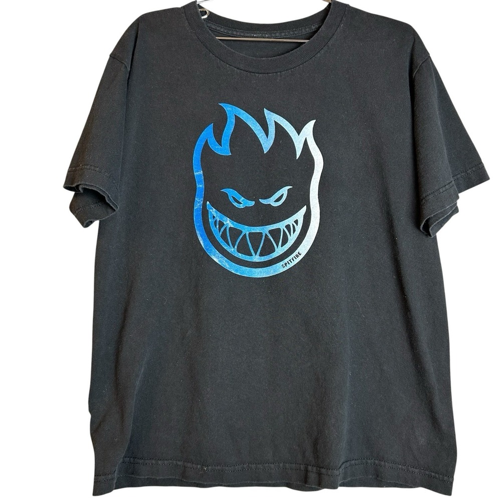 Spitfire Youth Boys Short Sleeve Black 100% Cotton Bighead Fire T-Shirt Size L